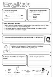 English Worksheet: self evaluation page for students