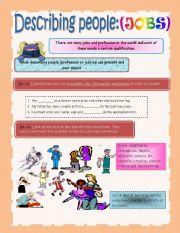 English Worksheet: Describing people (jobs)