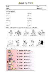 English Worksheet: Plurals,Jobs,Prepositions