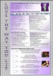Song Worksheet - Love the way you lie by Eminem and Rihanna
