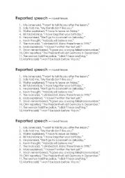 English Worksheet: Reported Speech