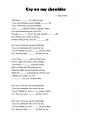 English Worksheet: cry on my shoulder lyrics