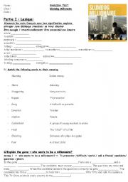 English Worksheet: Slumdog millionaire vocabulary and grammar worksheet