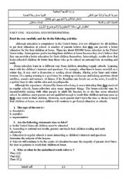 English Worksheet: education homeschooling in the USA