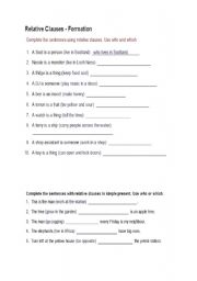 English Worksheet: relative clause