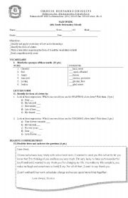 English worksheet: writing a love letter