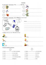 English Worksheet: school subjects and objects.  Hobbies