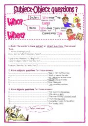 English Worksheet: Subject-Object questions