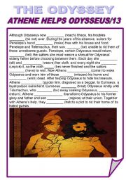 English Worksheet: THE ODYSSEY/ATHENE HELPS ODYSSEUS/13/SIMPLE PAST