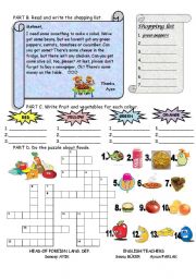 English Worksheet: food shopping list