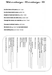 English Worksheet: With or without you