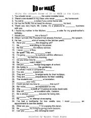 English Worksheet: DO X MAKE