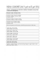 English worksheet: Nina Simone (Aint got no/I got life)