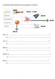 English Worksheet: simple present tense    what time