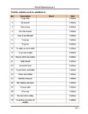 English Worksheet: Word Subsitution