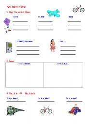English worksheet: FUN WITH TOYS AND COLORS!