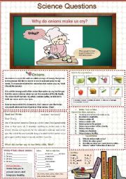 English Worksheet: Why do onions make us cry?       Science Questions. 11 