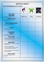 English Worksheet: Superheroes webquest