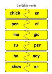 2 syllable words puzzles
