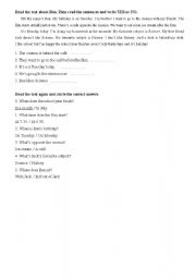 English worksheet: reading