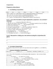 English Worksheet: Conjunctions