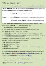 English Worksheet: What are Phrasal Verbs?