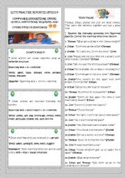 English Worksheet: LETS PRACTISE REPORTED SPEECH! - PART III- COMMANDS, SUGGESTIONS, OFFERS,ADVICE, INVITATIONS,REQUESTS AND OTHER TYPES OF SENTENCES