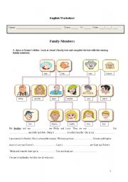 English Worksheet: Family Members