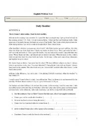 English Worksheet: Daily Routine