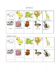 English worksheet: animals