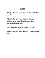 English worksheet: Plural endings