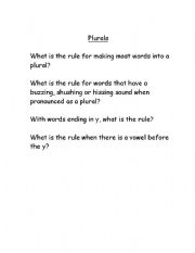 English Worksheet: Plural endings