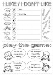 English Worksheet: likes and dislikes