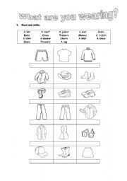 English Worksheet: What are you wearing?