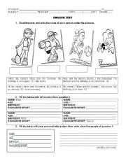 Personal Information - Reading practice (Editable)