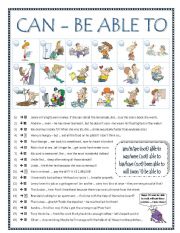 English Worksheet: MODALS - can - (be) able to