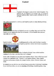 English Worksheet: england short facts
