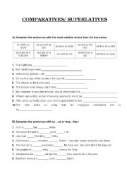 English Worksheet: Comparatives and Superlatives (as...as)