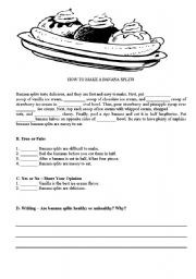 English Worksheet: BANANA SPLITS ( articles)