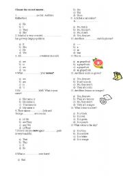 English worksheet: a revision test for the demonstrative adjectives and subject pronouns