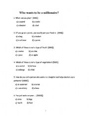 English Worksheet: Who wants to be a millionaire? 