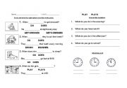 English Worksheet: present simple and hours