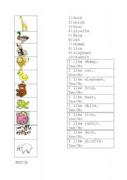 English worksheet: Matching animals