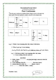 English Worksheet: past continuous grammar  