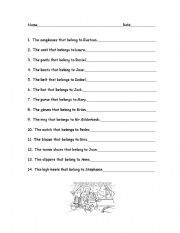 English worksheet: Possesives 