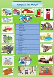 English Worksheet: Parts Of The House