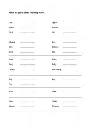 English worksheet: The plural