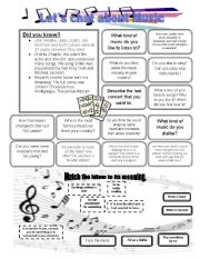 English Worksheet: Lets chat about MUSIC