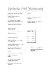 English Worksheet: Material Girl (Madonna)