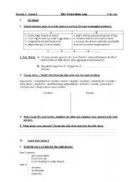 English Worksheet: Generation Gap 9th form Tunisian students